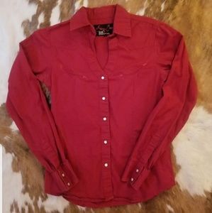 Red Button down with Pearl Snaps
